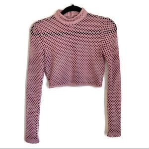Fishnet crop top high neck